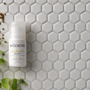 Modere deodorant uses coriander, sage, eucalyptus, and aloe vera to keep you smelling fresh all day, naturally.
